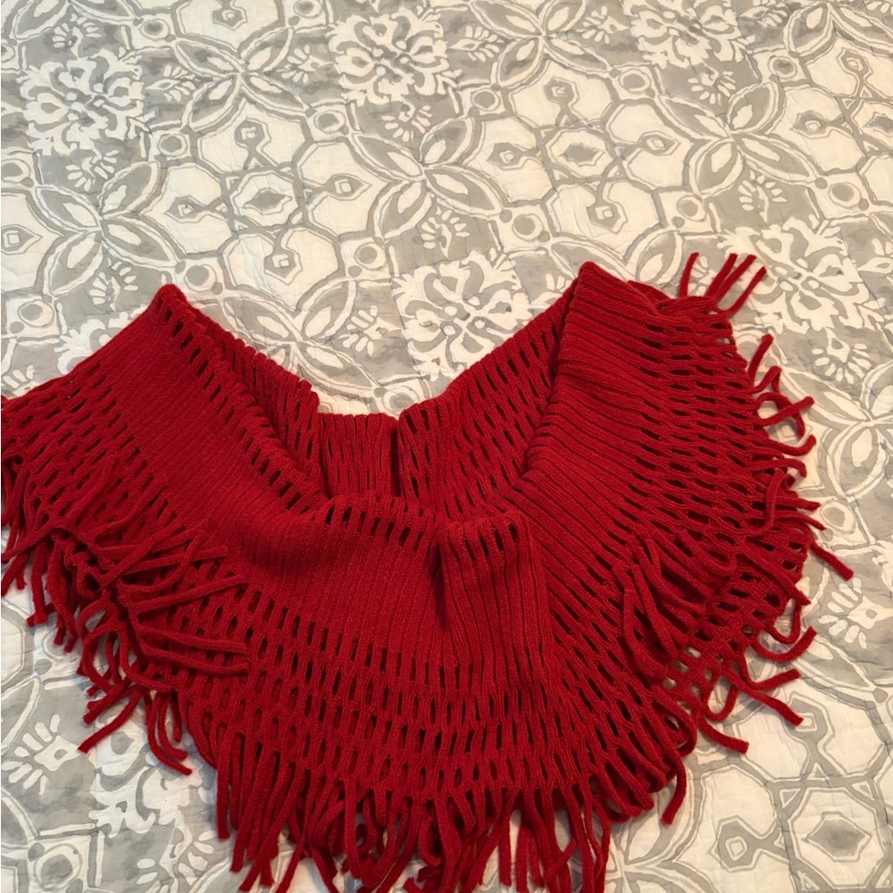 Red Fringe Women's infinity scarf